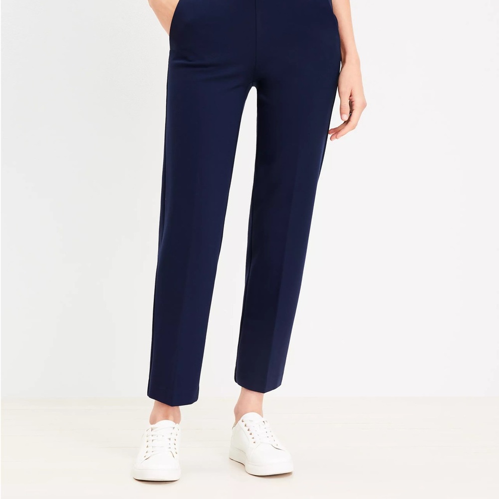 LIKE NEW Loft Pull On Straight Pants in Ponte, Deep Space Blue, XS